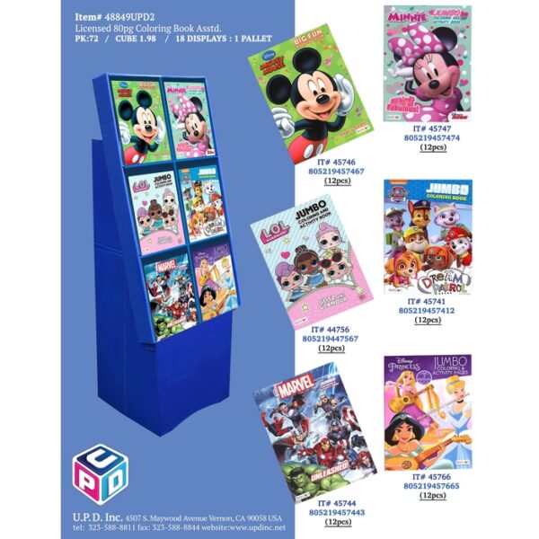 Coloring Book Display 80 Page Licensed 6 Assorted