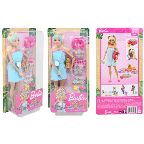 Mattel Dp Barbie Spa Doll & Blonde With Puppy