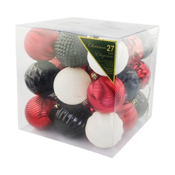 80mm Ornament Red Black 27 Pack