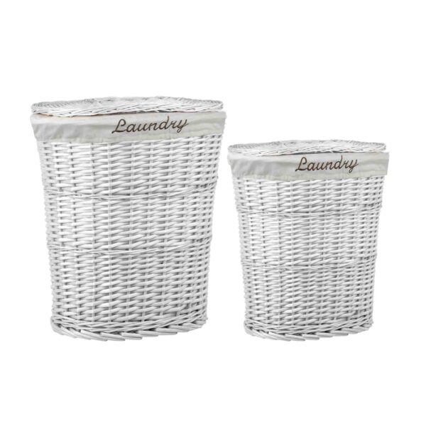 2 Piece Wicker Hamper White