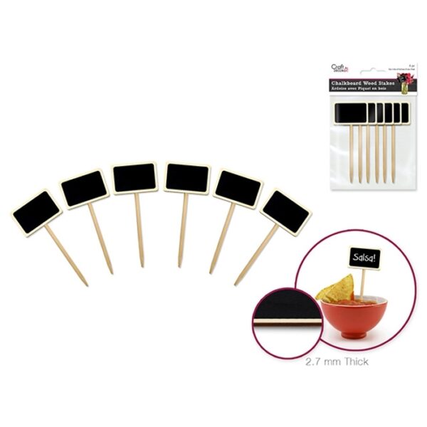 Chalk-it-Up Wood Stakes Natural Rect Border 6pc