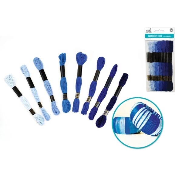 8m Cotton Embroidery Floss Hanks Blue Heaven