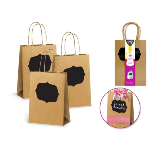 5.25"x8.5"x3.5"Kraft Chalkboard Gift Bags