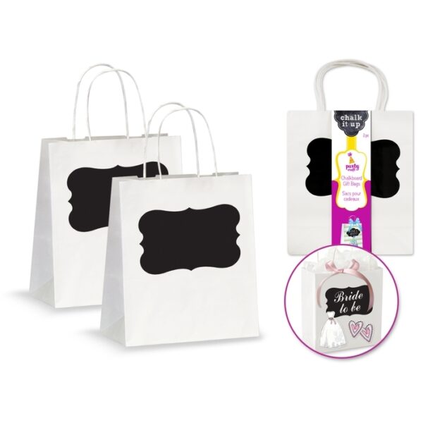 8"x10"x4" White Chalk-It-Up Gift Treat Bags