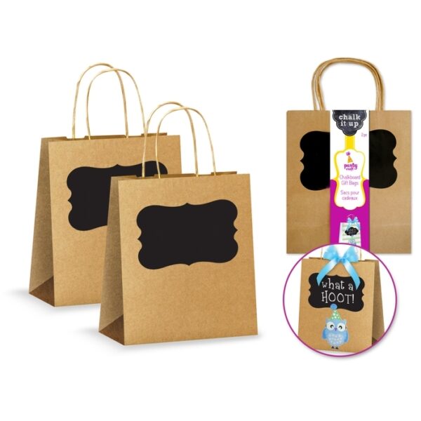 8"x10"x4" Kraft Chalk-It-Up Gift Treat Bags