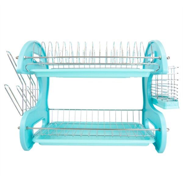 Dish drainer 2 tier plastic turquoise