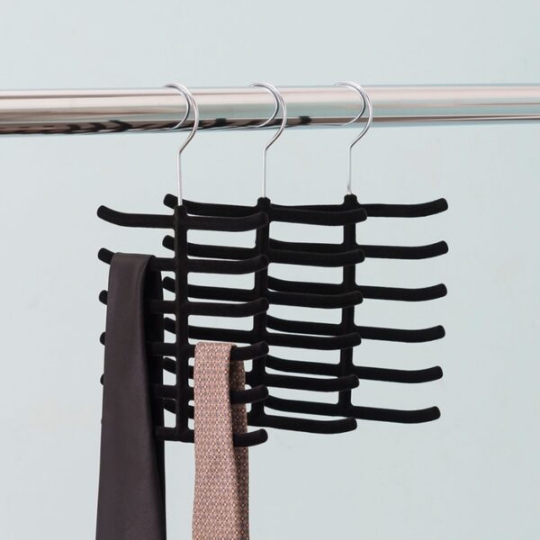 Sunbeam 3pk velvet tie hanger black