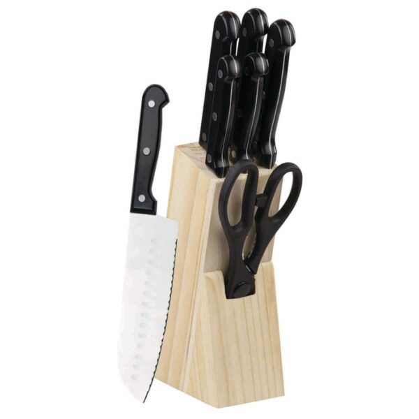 Home Basic 7 Pieces Knife Set With Block Black