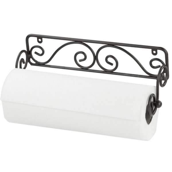 Wall mounted black paper towel holder scroll