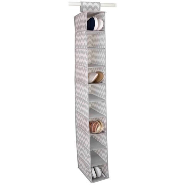Closet Organizer 10 Shelf Chevron Grey