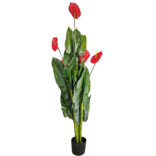 Red Anthurium Artificial Plant In Pot 43 Inch