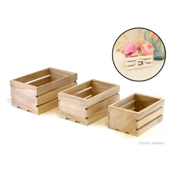 Wood Cratf Crate Caddy Set 3/Set
