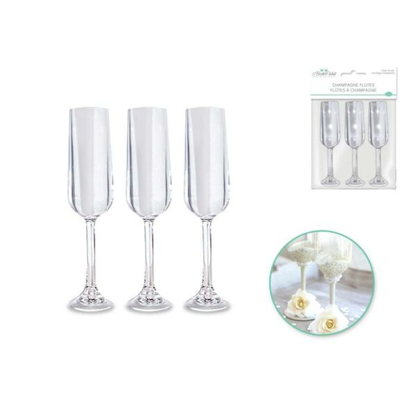5" Champagne Flute x3 Clear Acrylic