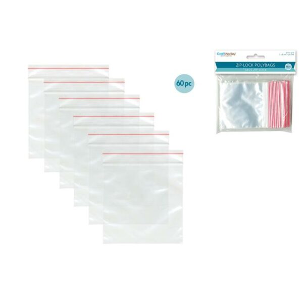 Zipper-Seal Polybags 3"x3" 60 Pieces