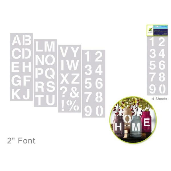 2"Alpha/Numeric/Symbol Stencil 6-Sheet Set