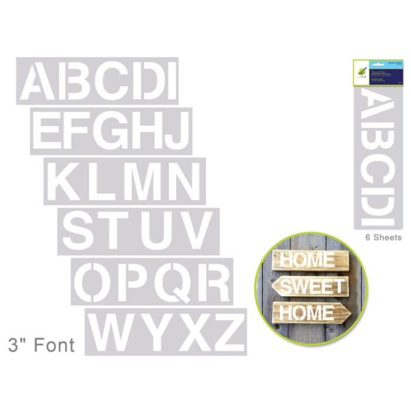 3"Alphabet Stencil 6-Sheet Set