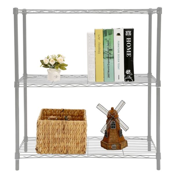3 Tier Wire Shelves Wide Grey