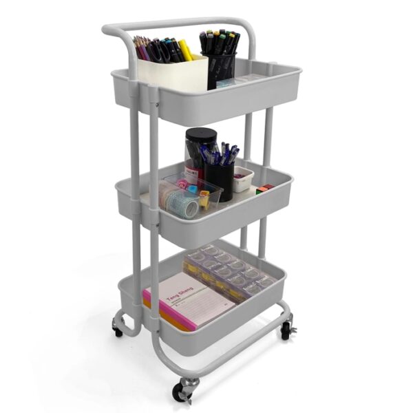 3 Tier Metal Trolley Grey