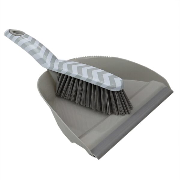 Dustpan With Brush Chevro Grey