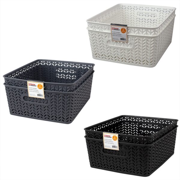 2 Piece Plastic Basket Set Chevron