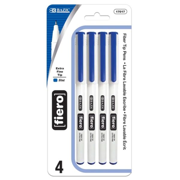 Fiero Blue Fiber Tip Fineliner Pen 4 Pack