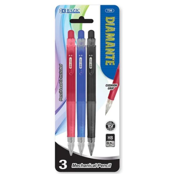 Diamante 0.5mm mechanical Pencil with Grip 3 Pack