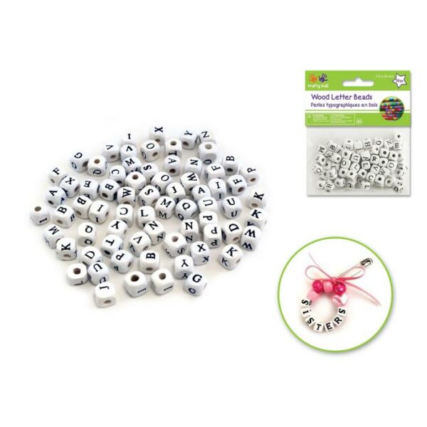 8mm Letter Beads White 70/Pack Assorted
