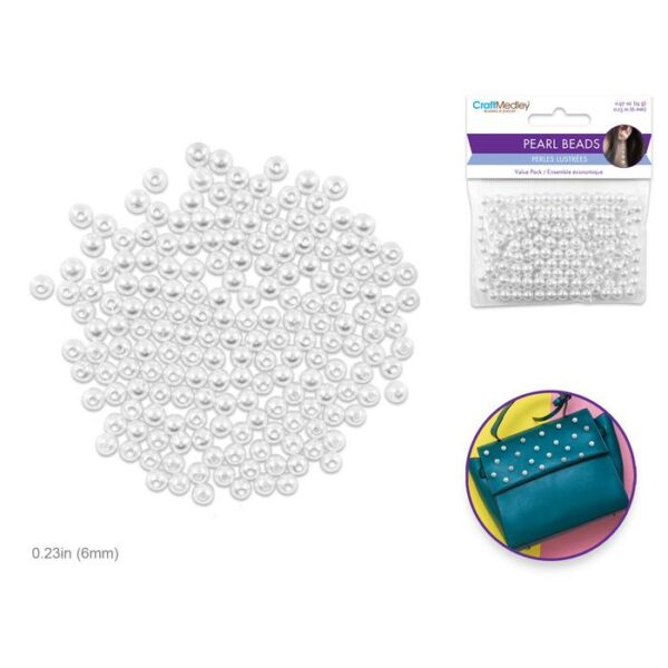 Acrylic Sleek White Pearl Beads