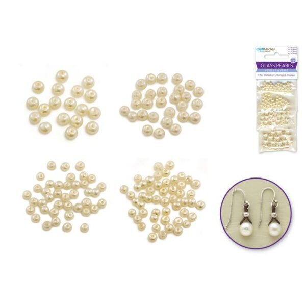 Glass Fired Pearl Ivory Beads 3/4/6/8mm Assorted