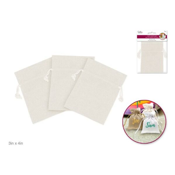 3"x4" Craft Goody Bags x3 Poly Weave Cream