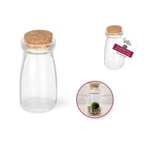 4.7x10.2cm Clear Glass Bottle With Cork Stopper
