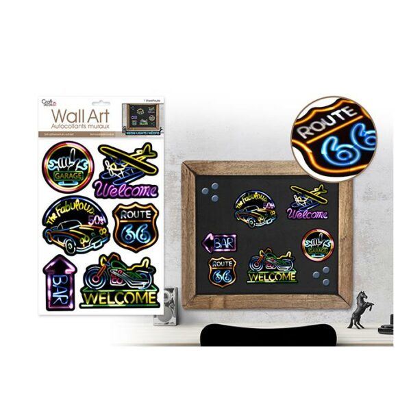 8.25"x11.8" Neon Route 66 Light Wall Art