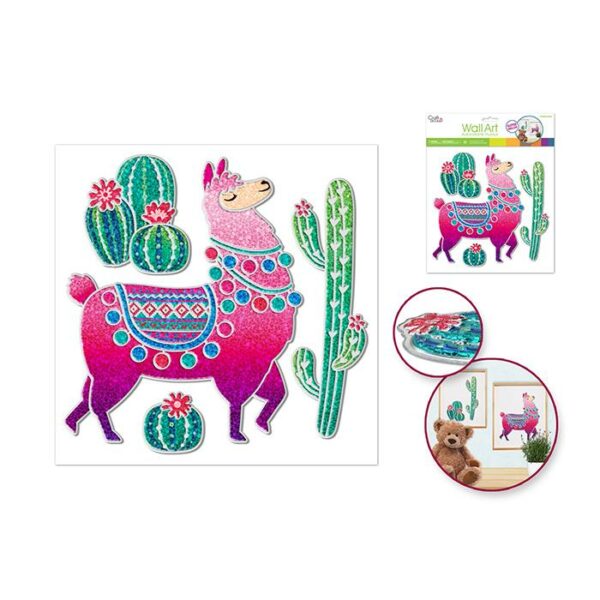 9.8"x9.8" Gliter Sequin Wall Art Llama