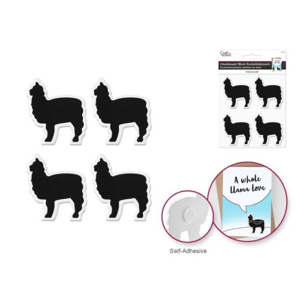 5 Cm Chalk-It-Up Icon Wood Stickers X4 Llama