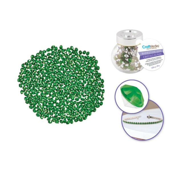 6x4.5mm Rhinestone Diamond 30g Glass Jar Emerald