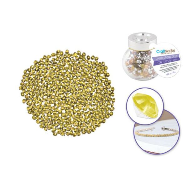 6x4.5mm Rhinestone Diamond 30g Glass Jar Gold