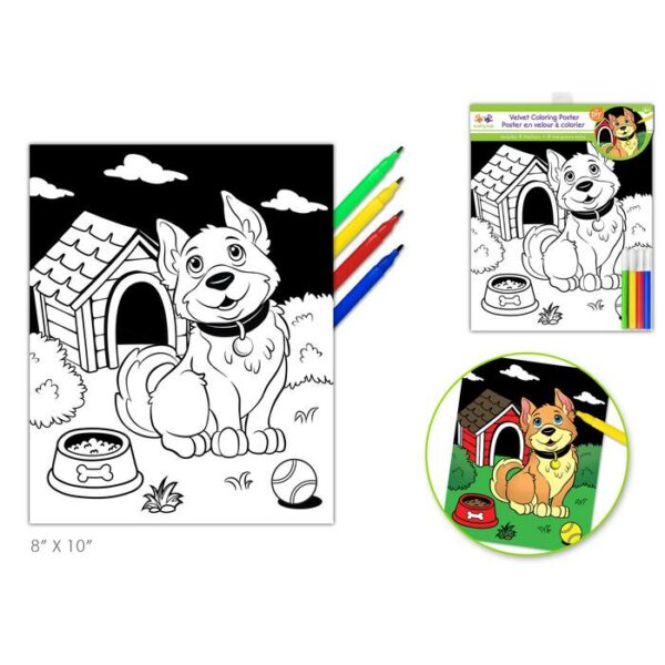 Velvet Coloring Poster Corgi Puppy With 4 Markers