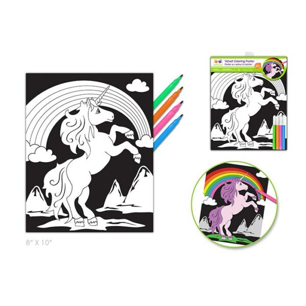 Velvet Coloring Poster Unicorn With 4 Markers