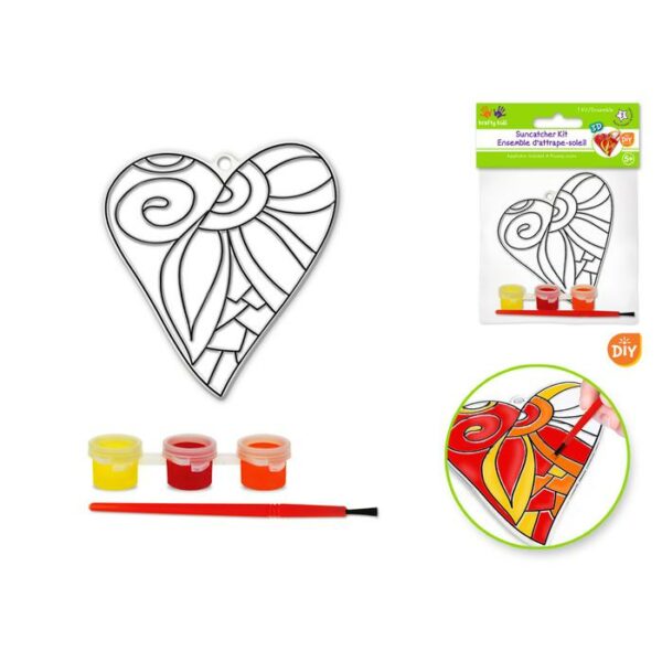 3.5"4.3" Suncatcher W/3 Paint & Applicator Heart