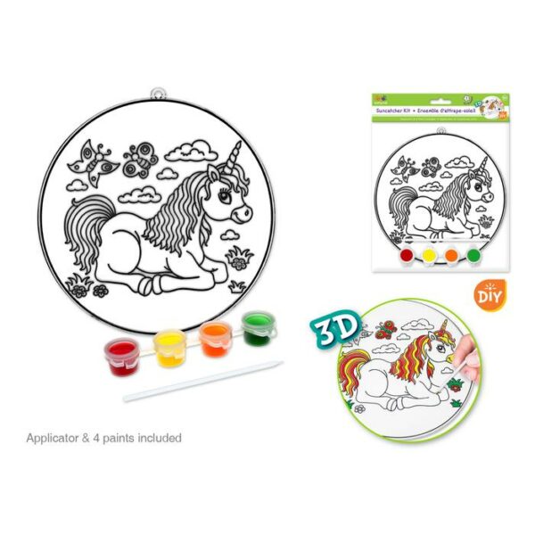 6.8" Suncatcher W/4 Paint & Applicator Unicorn
