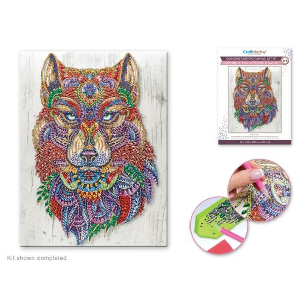 Diamond Painting Art Kit 12"x16" Wolf With Gems