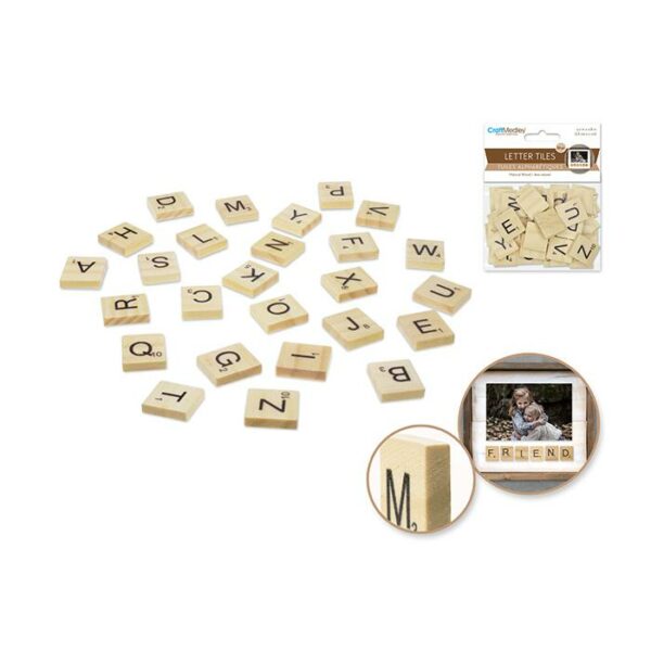 1.8cmx2cm Letter Tiles 26/Pack Natural