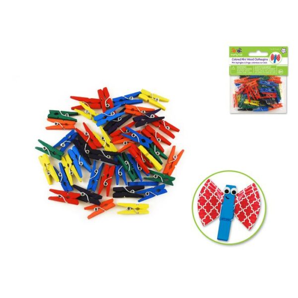 1" Mini Clothespins Colored 45 Pack