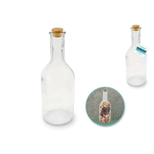 Glass Bottle With Cork Lid 500ml