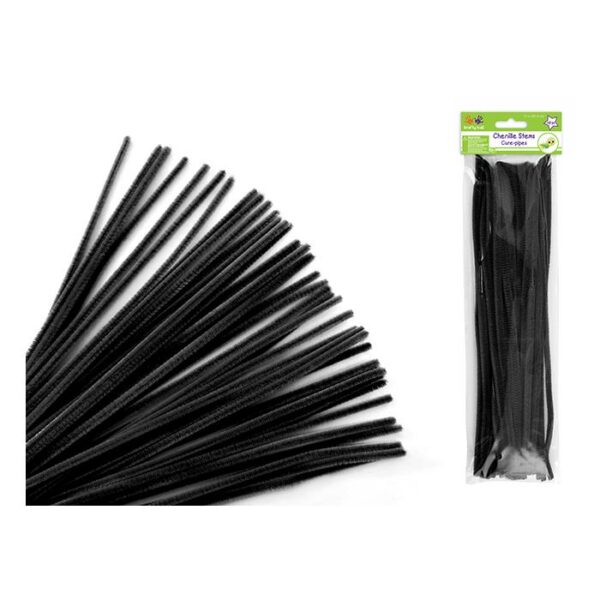 Chenille Stems 6mmx30 Cm Pipe Cleaners Black
