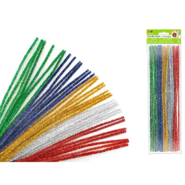 6mmx30 Cm Glitter Pipe Cleaners Multi Mix 35 Pack