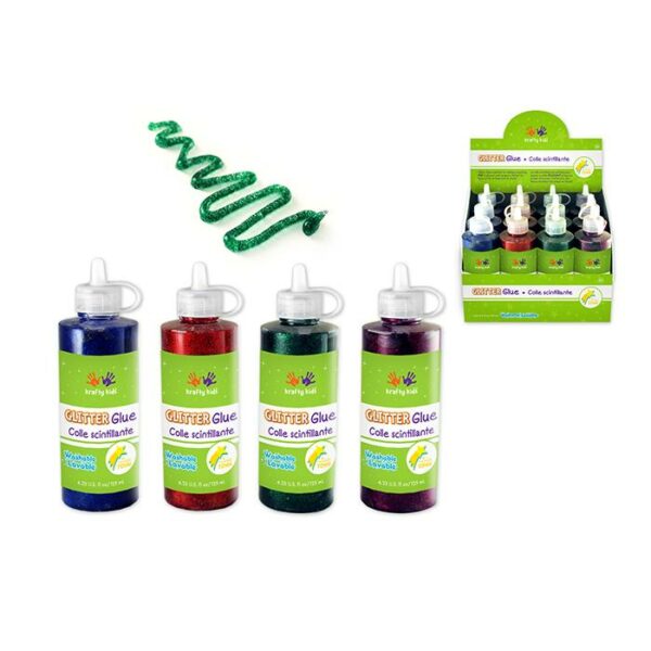 125ml  Glitter Glue Bottle Primary Assorted