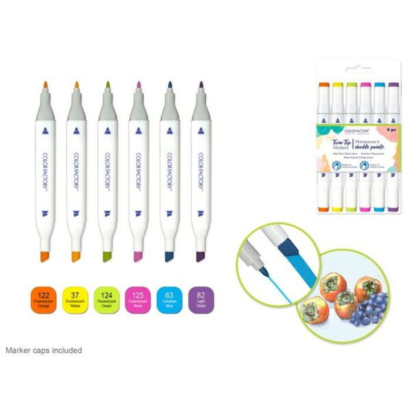 Water-Based Twin Makers Fine Board Tips Bright 6pk