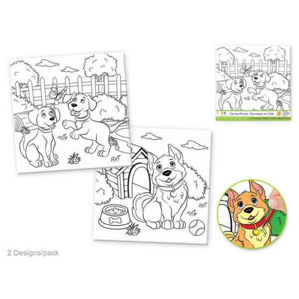10"x10" Canvas Panel 2 Pieces Doggies Assorted