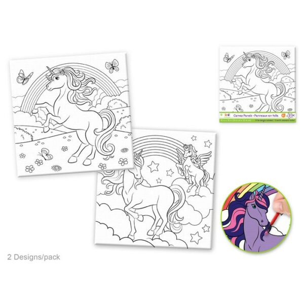 10"x10" Canvas Panel 2 Pieces Unicorn D. Assorted